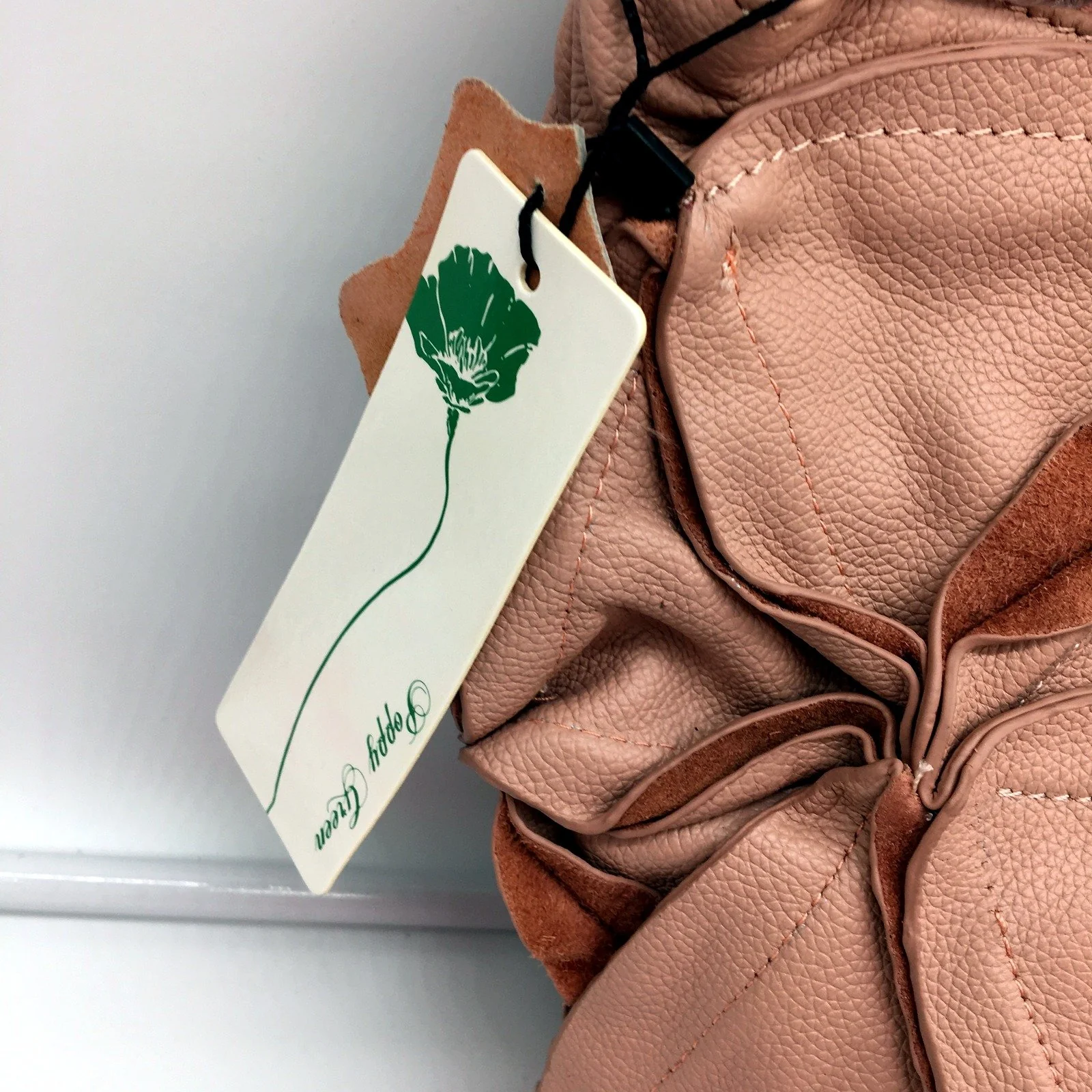 Poppy Green Womens Leather Handbag Blush Pink Pleated Tote Satchel Bag NEW - Image 4