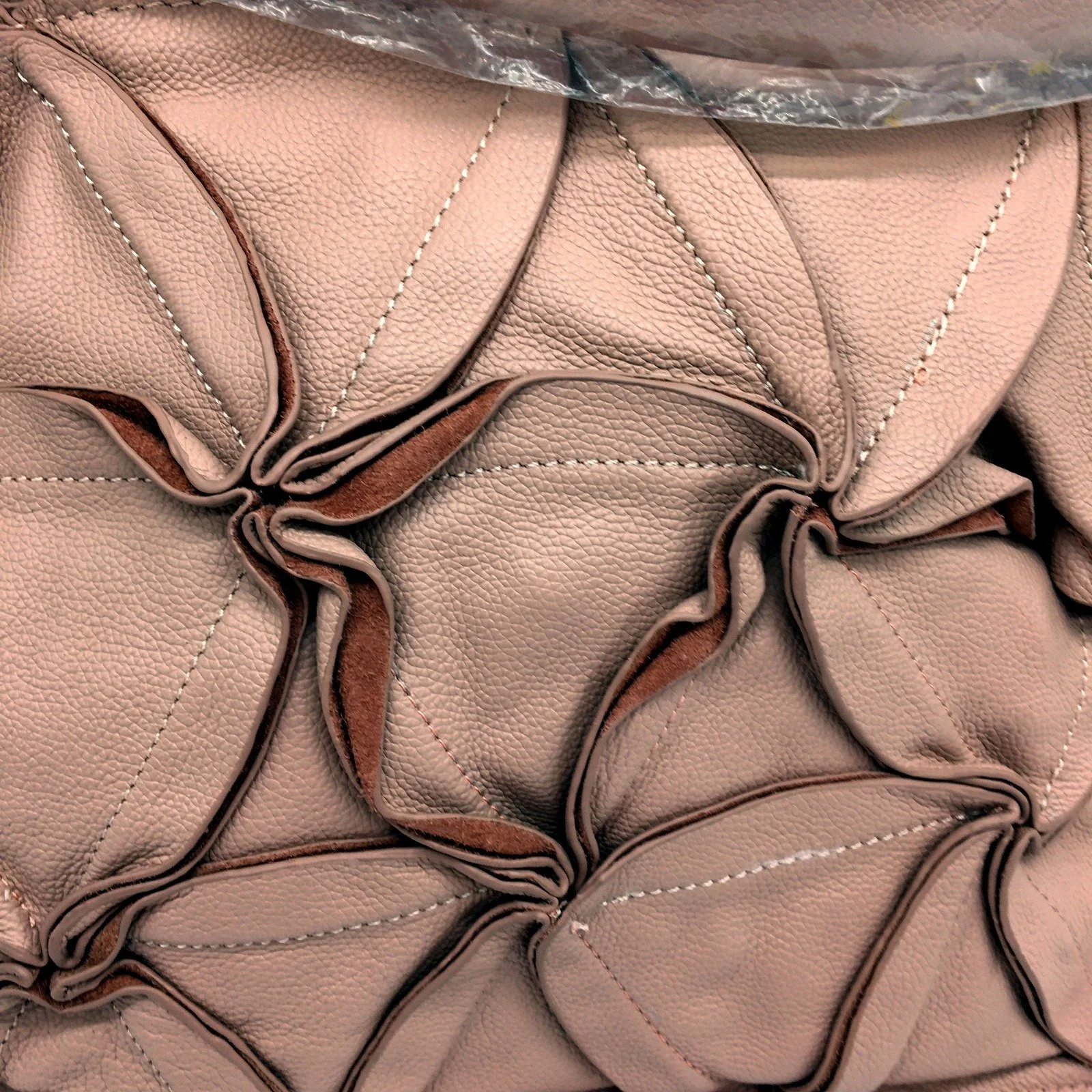 Poppy Green Womens Leather Handbag Blush Pink Pleated Tote Satchel Bag NEW - Image 5