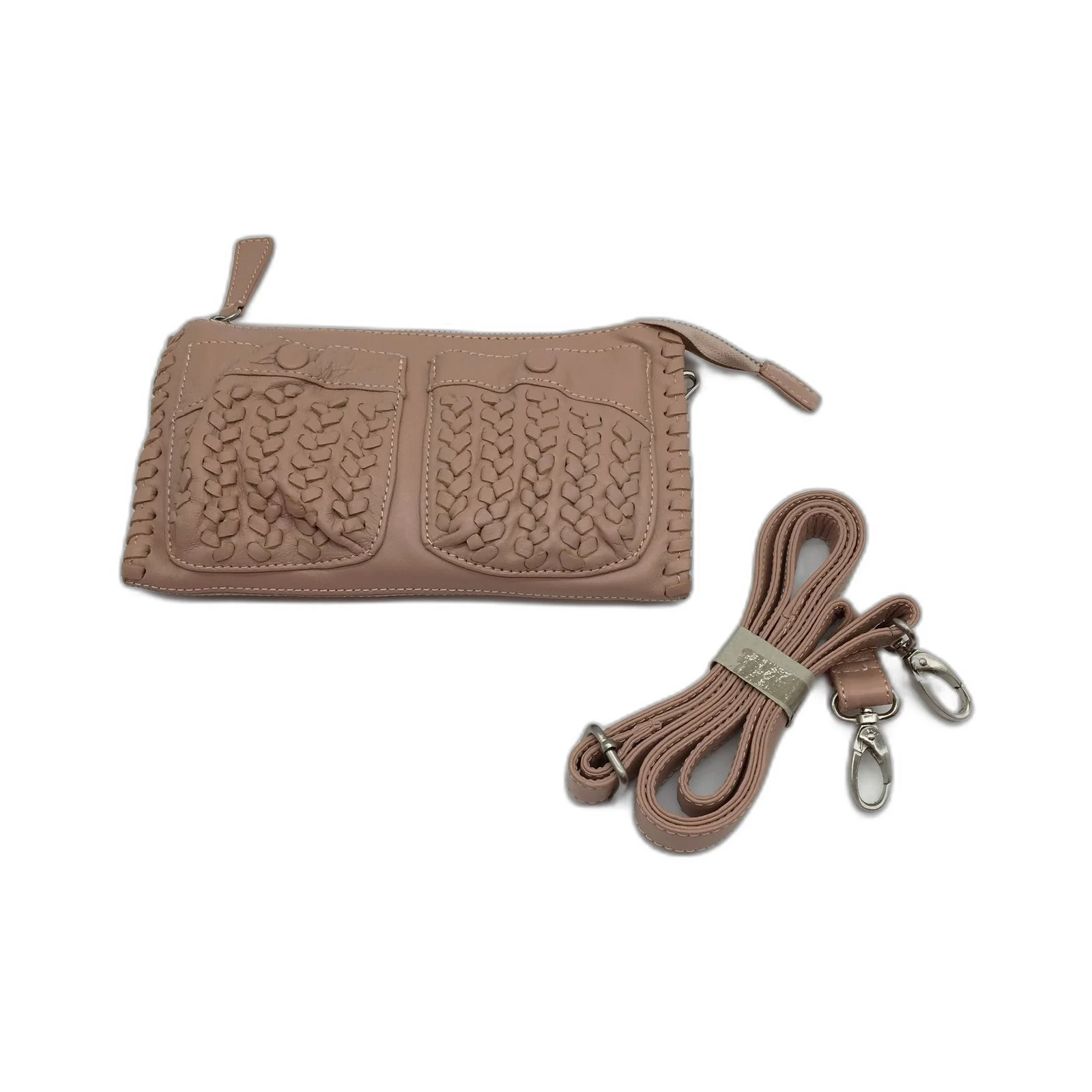 Poppy Green Womens Leather Wristlet Clutch Blush Pink Bag Purse Handbag NEW