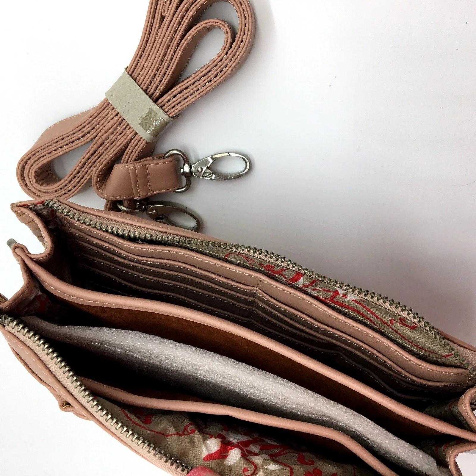 Poppy Green Womens Leather Wristlet Clutch Blush Pink Bag Purse Handbag NEW - Image 4