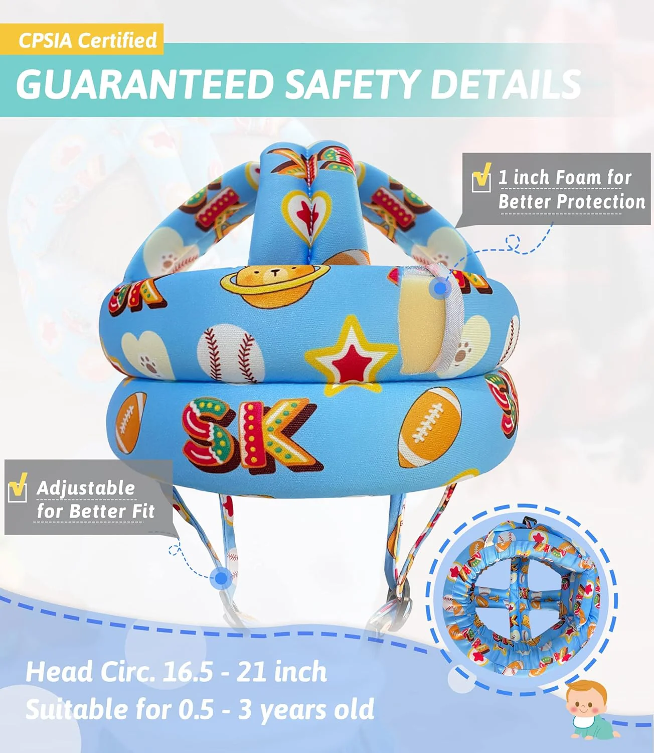 Simply Kids Safety Harnesses Baby Grey Fox & Owl Head Protector Soft 6-24m NEW - Image 6