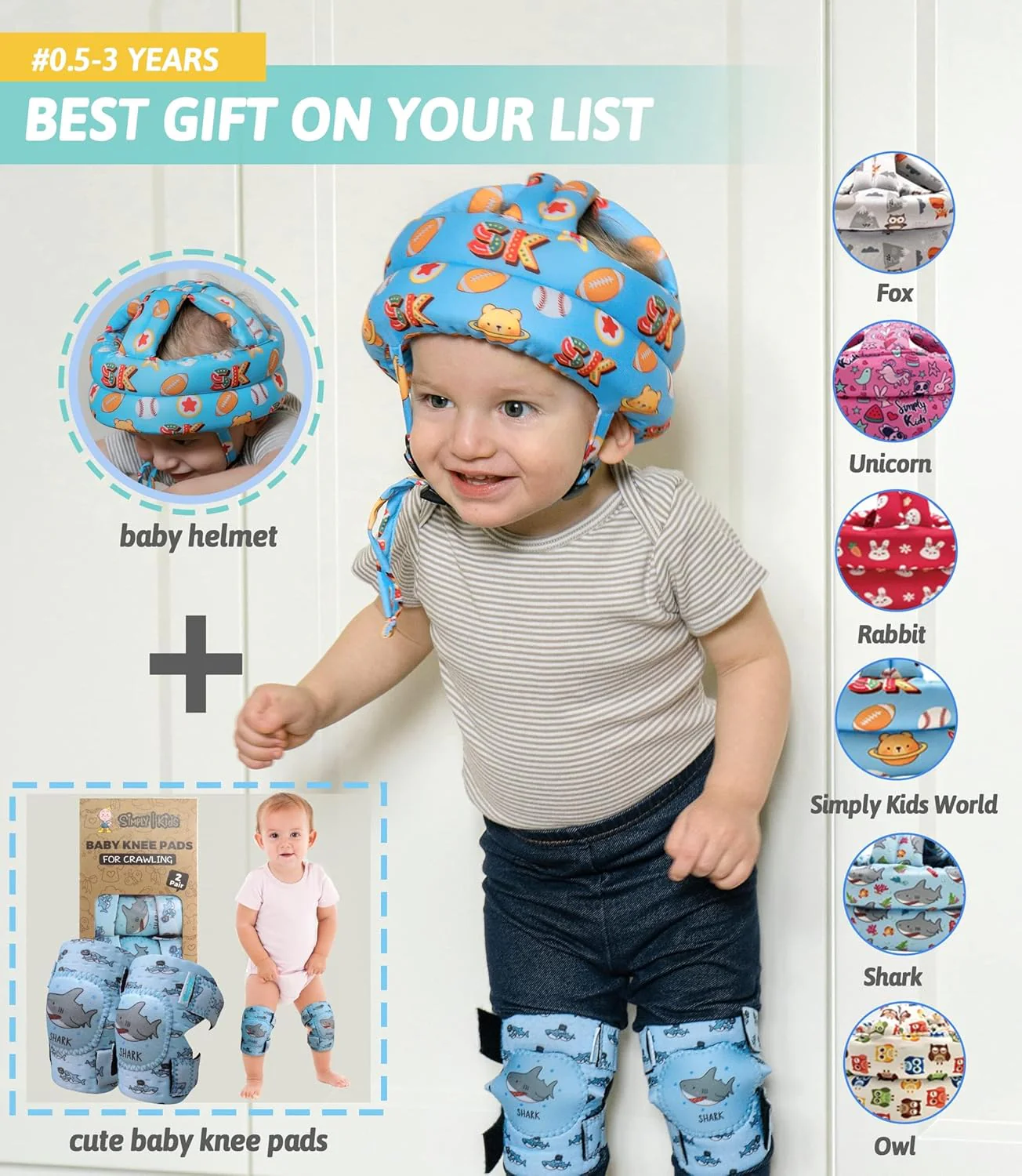 Simply Kids Safety Harnesses Baby Grey Fox & Owl Head Protector Soft 6-24m NEW - Image 7