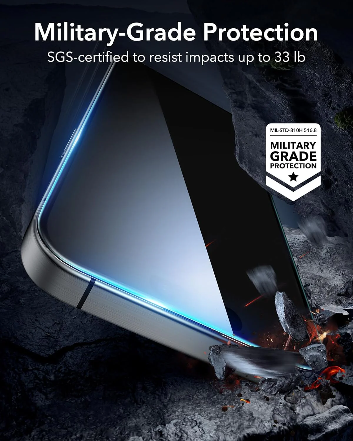 ESR Privacy Screen Protectors Anti-spy Tempered Glass for iPhone 16 Pro Max NEW - Image 5