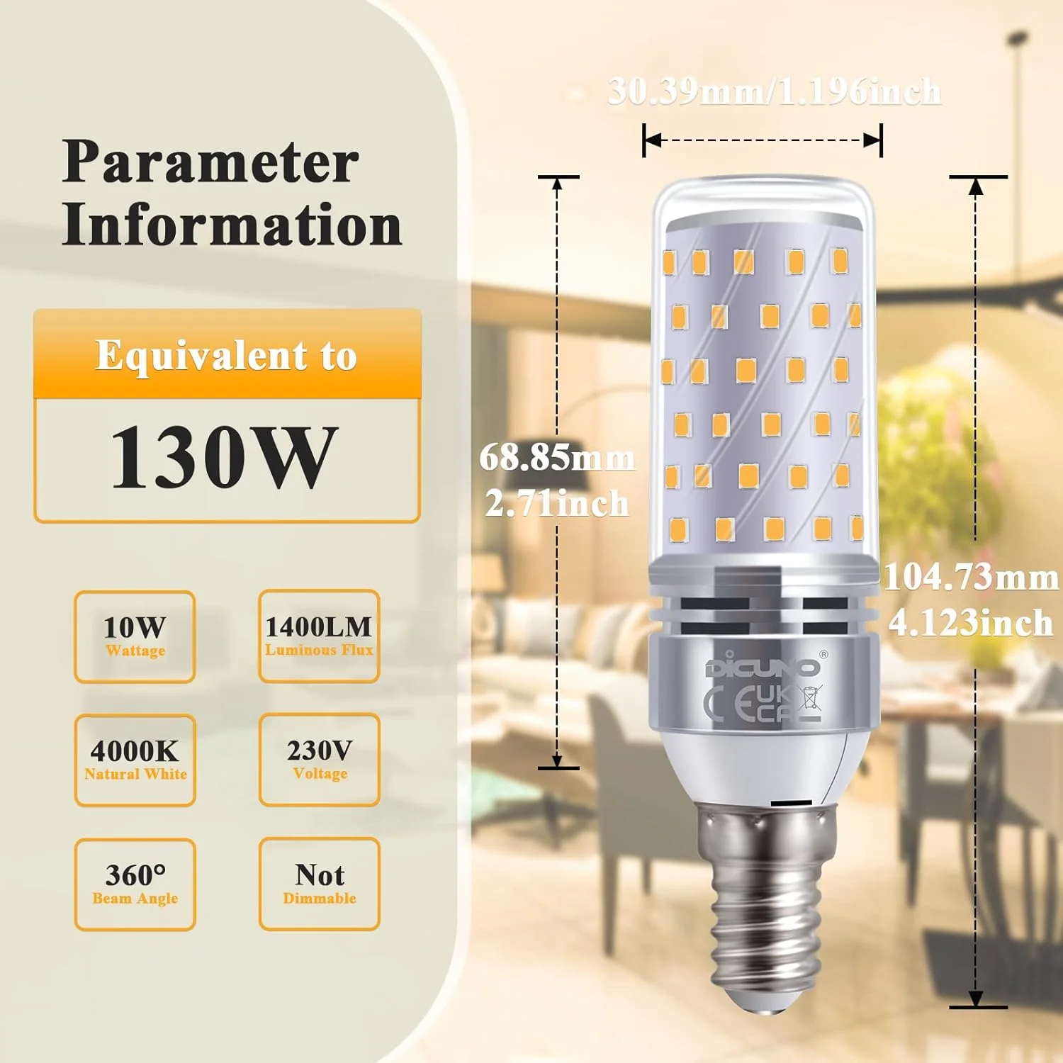 DiCUNO LED LED Bulbs Bulb 10W Small Edison Screw Natural White 4000K NEW - Image 2