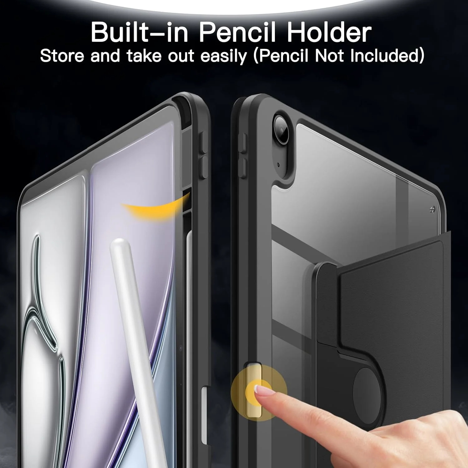 JETech Rotating Cases Protective Case for iPad Air 13-Inch M3/M2 Black Clear NEW - Image 5