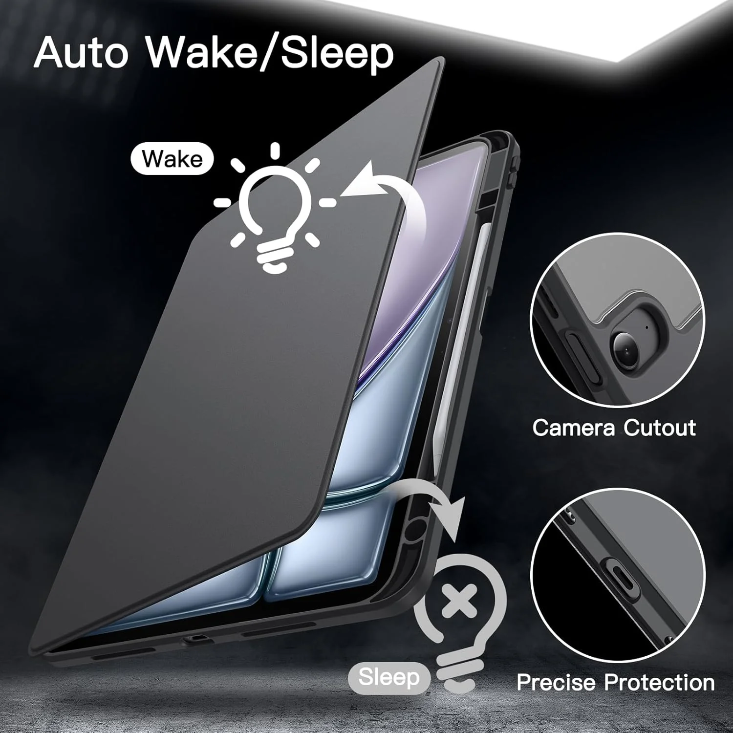 JETech Rotating Cases Protective Case for iPad Air 13-Inch M3/M2 Black Clear NEW - Image 6