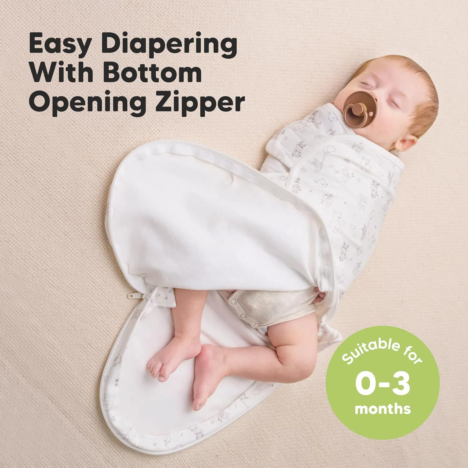 KeaBabies Organic Swaddles Swaddle Zipper Sleep Sacks, One Size, Aspire NEW - Image 2