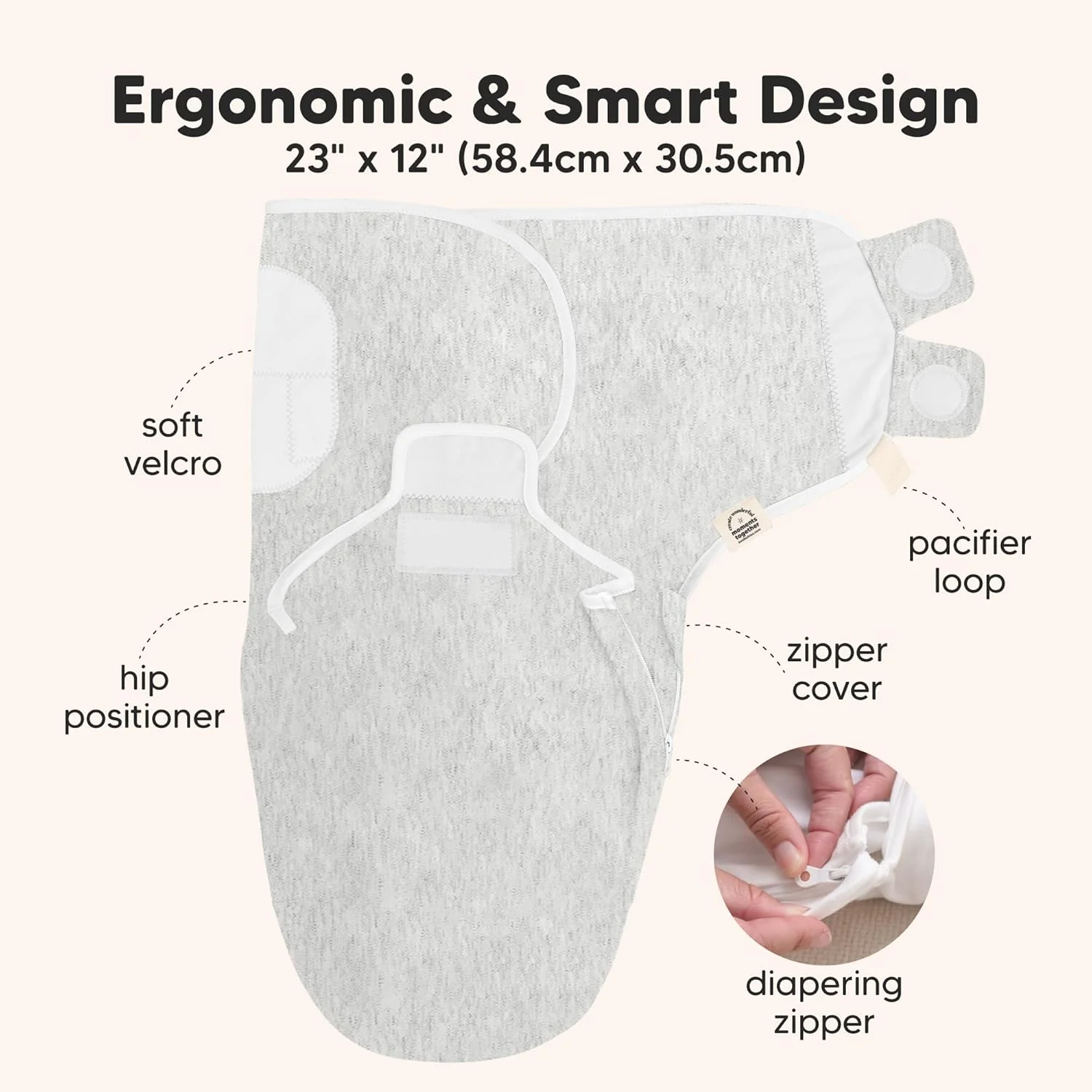 KeaBabies Organic Swaddles Swaddle Zipper Sleep Sacks, One Size, Aspire NEW - Image 3