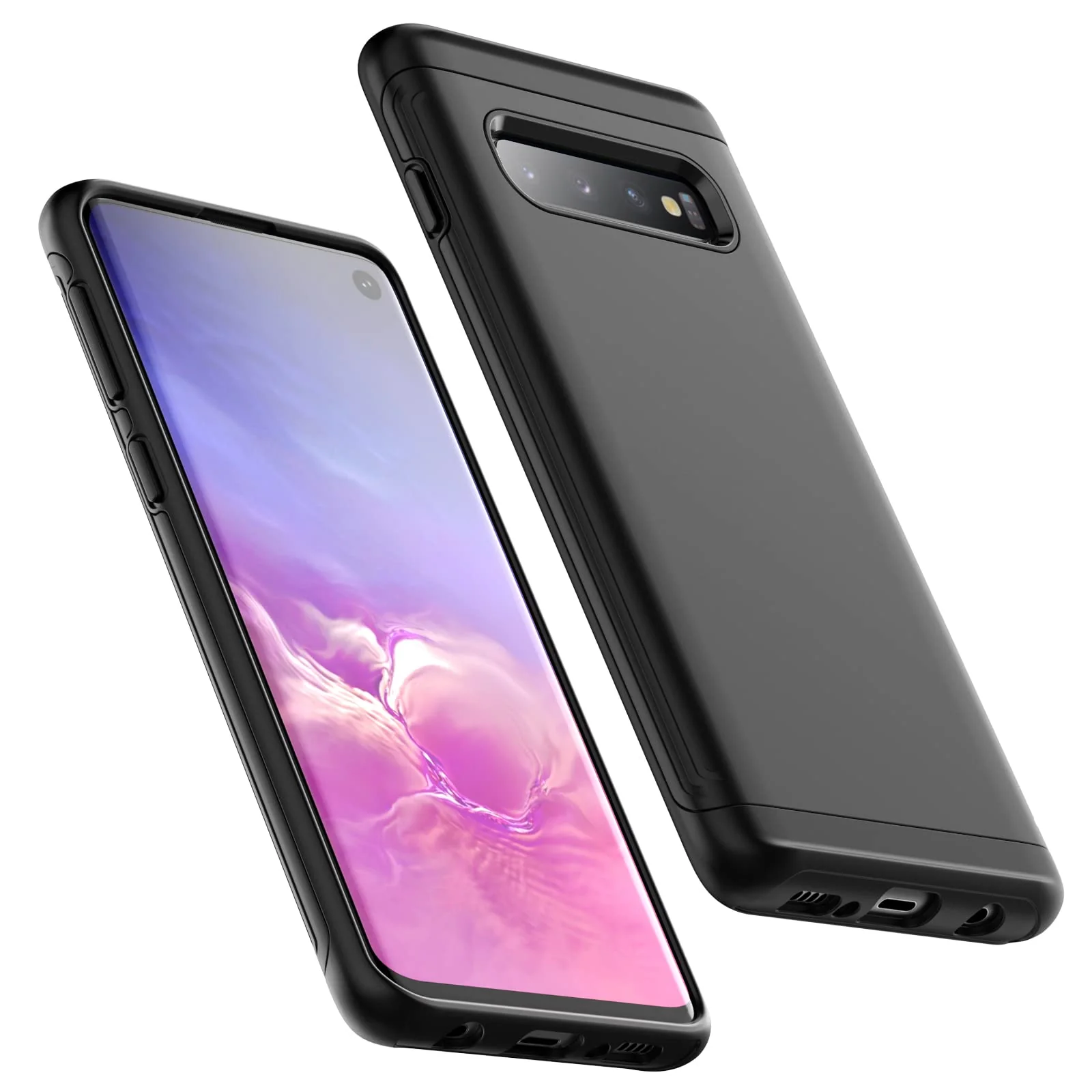 JETech Heavy Basic Black Shockproof Case for Samsung Galaxy S10 Dual Layer NEW