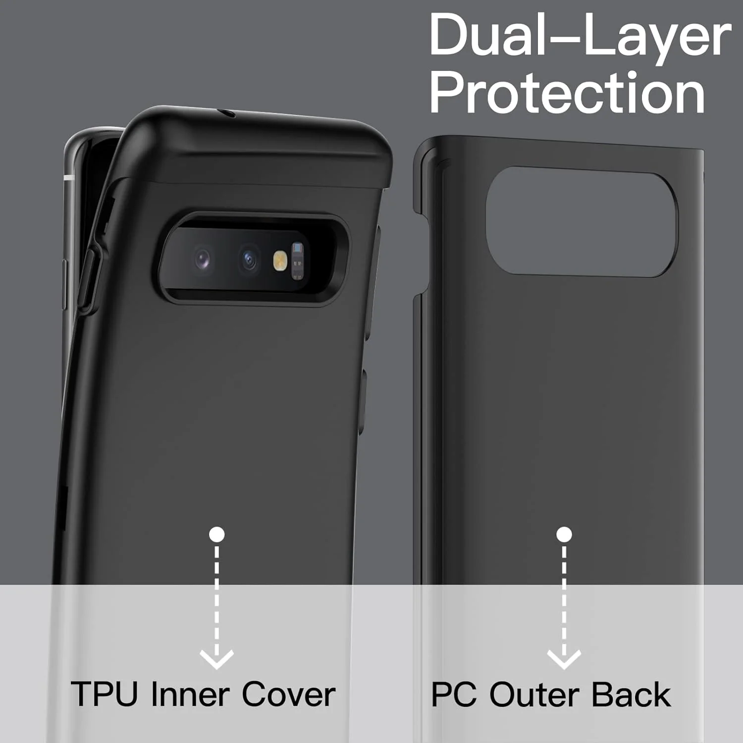 JETech Heavy Basic Black Shockproof Case for Samsung Galaxy S10 Dual Layer NEW - Image 3