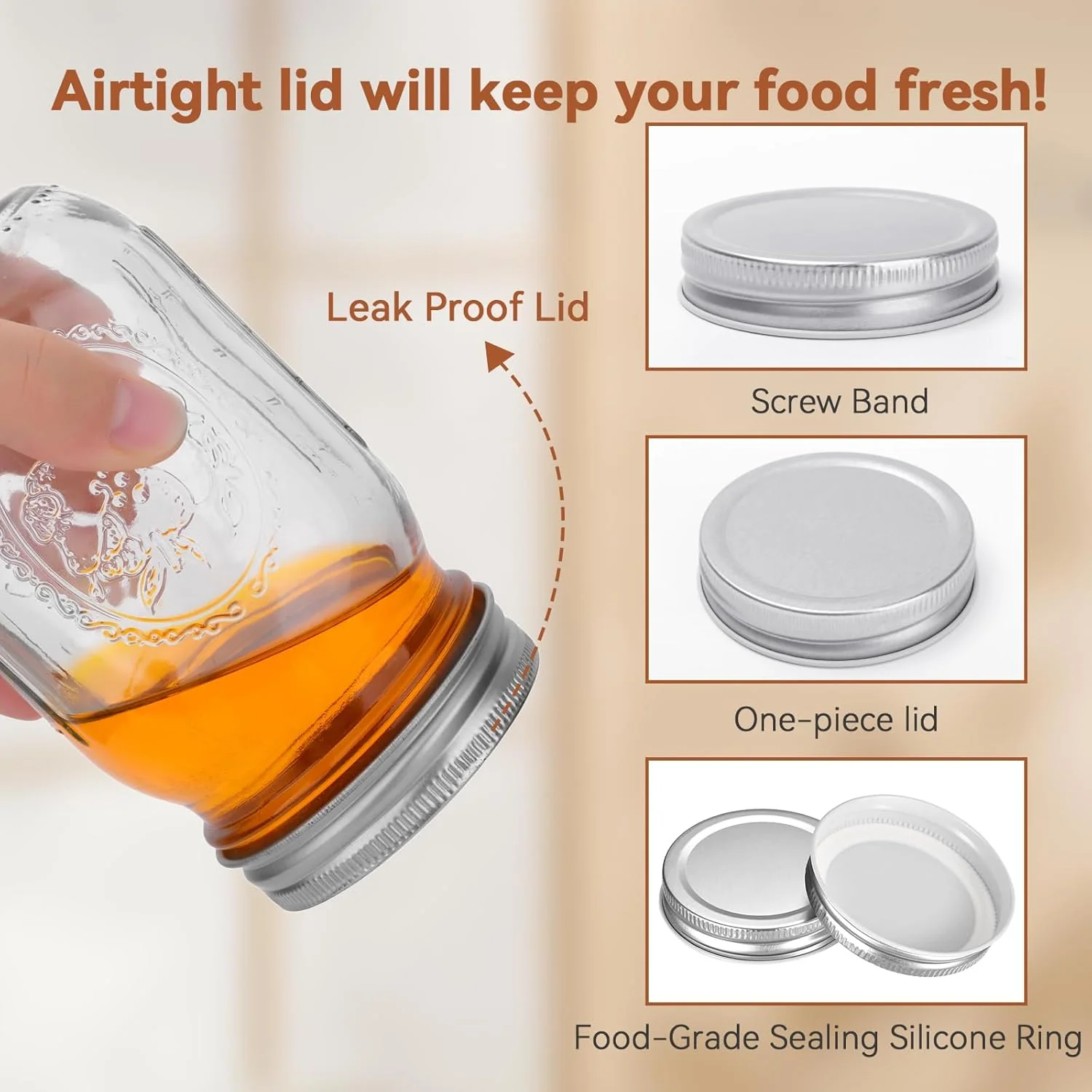Roccar Transparent Storage Jars & Canisters Glass Airtight Lids 4*16oz NEW - Image 5