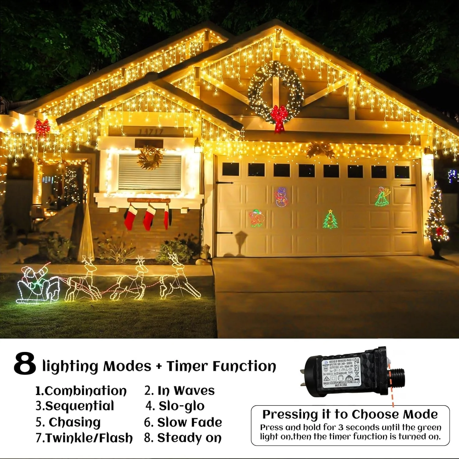 TRWYMZ Warm Indoor-Outdoor White Icicle Lights Outdoor Version 75 Bulbs NEW - Image 2