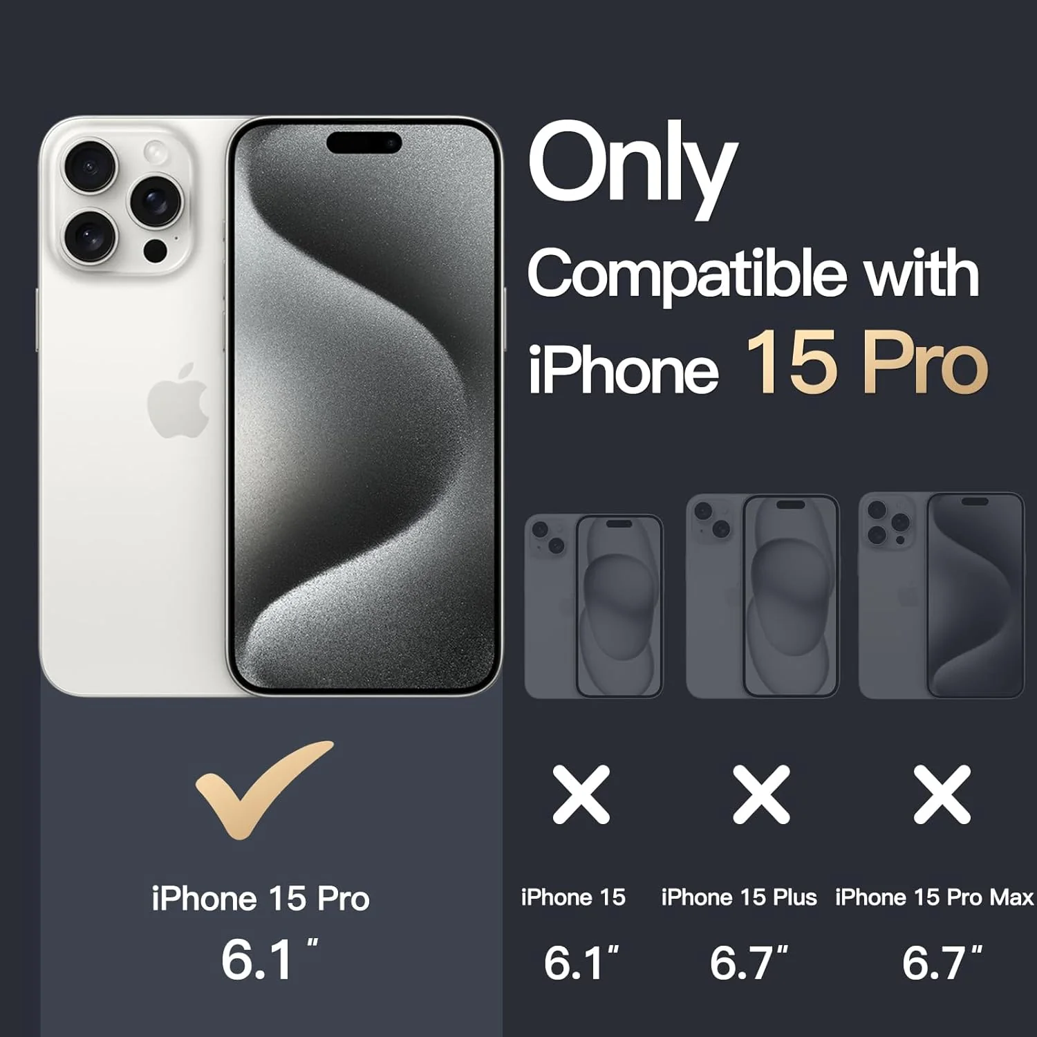 JETech Basic Cases for iPhone 15 Pro 6.1-Inch Non-Yellowing Shockproof NEW - Image 2