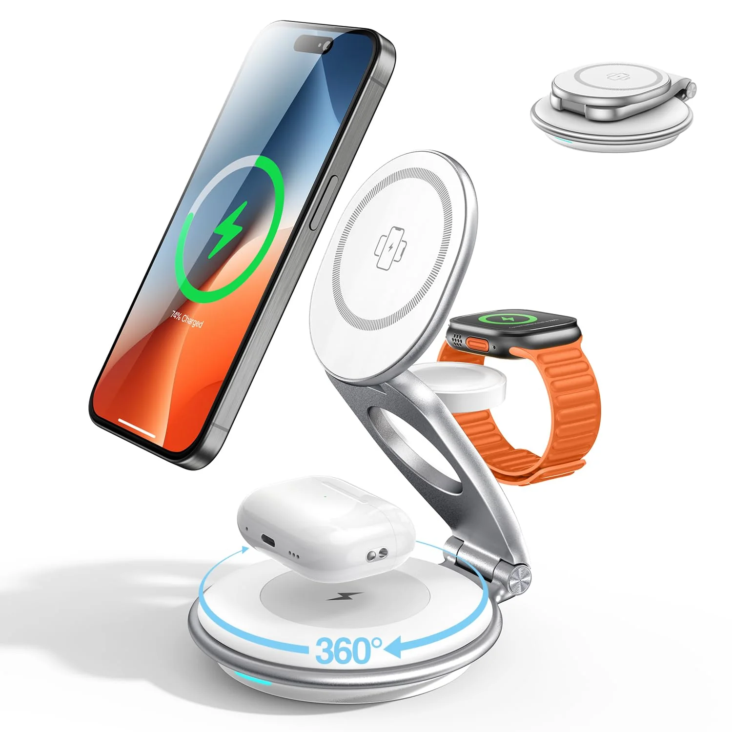 EXW 3-in-1 Wireless Charging Station for Bedside - Induction Chargers DEMO
