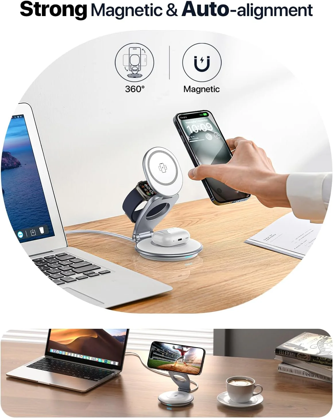 EXW 3-in-1 Wireless Charging Station for Bedside - Induction Chargers DEMO - Image 3