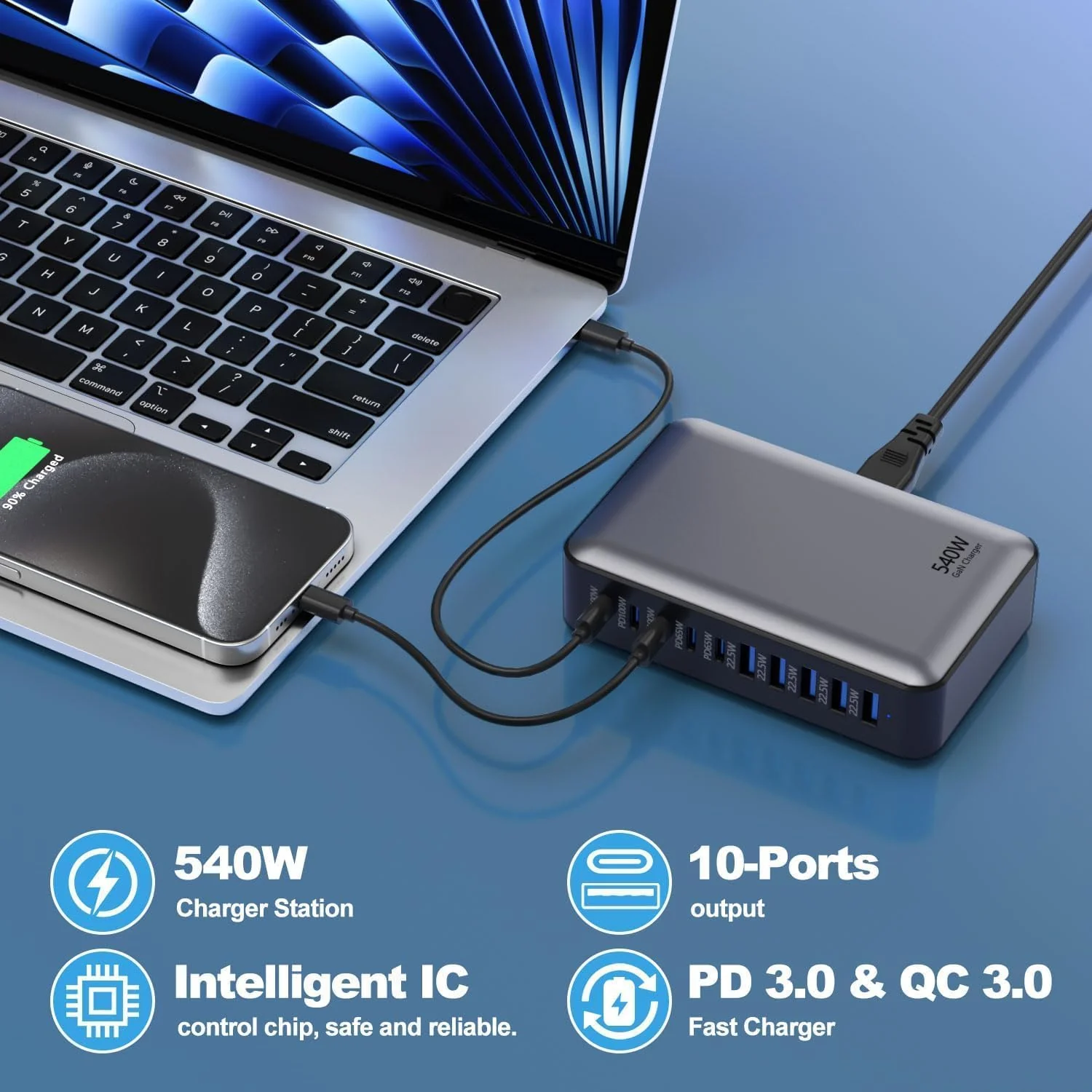 sccvee 540W Chargers & Power Supplies 10-Port USB C Charging Station PD NEW - Image 5