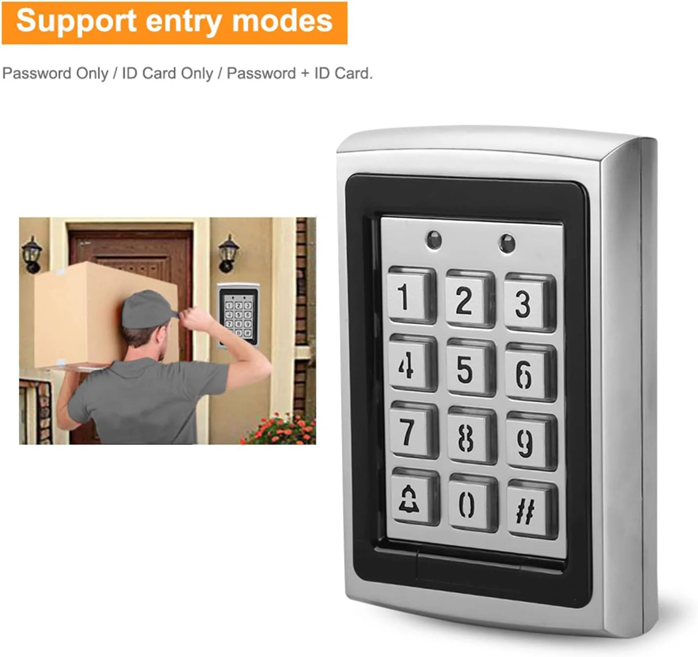 ASHATA Keypad Dummy Cameras Door Access Control Card Reader Silver - Smart NEW - Image 4