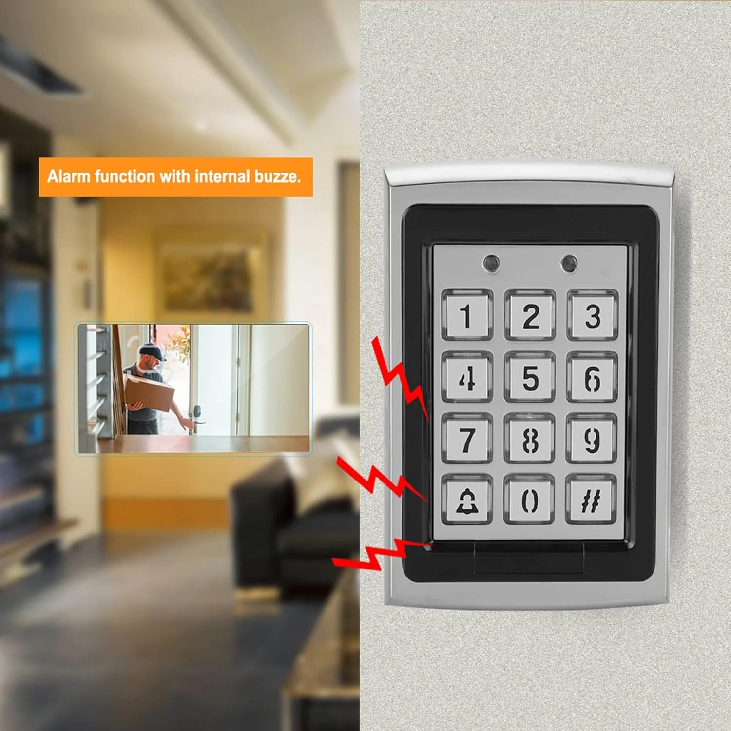 ASHATA Keypad Dummy Cameras Door Access Control Card Reader Silver - Smart NEW - Image 5