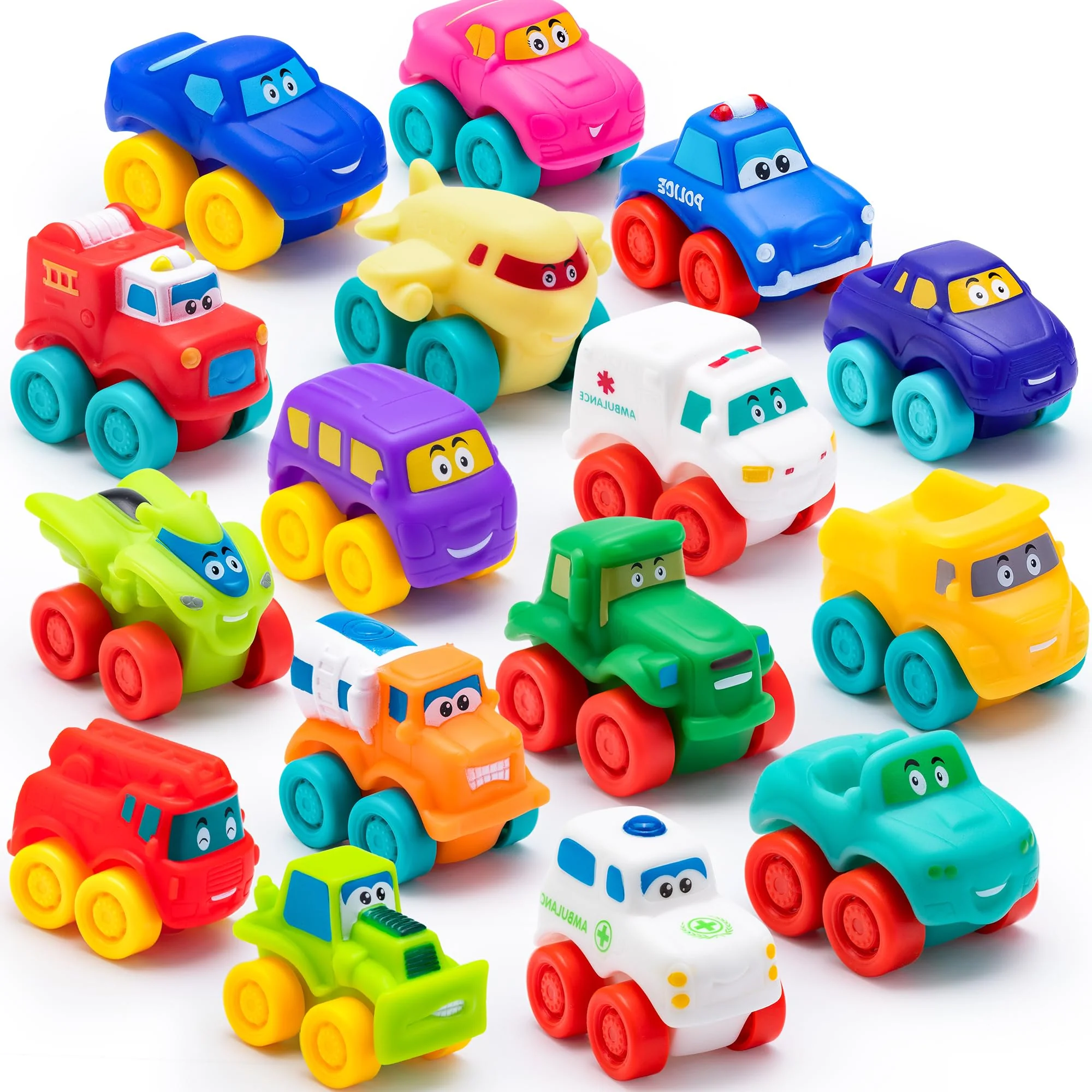 JOYIN Multicolor Cars & Race Cars Cartoon Cars Soft Rubber Toy Vehicles NEW