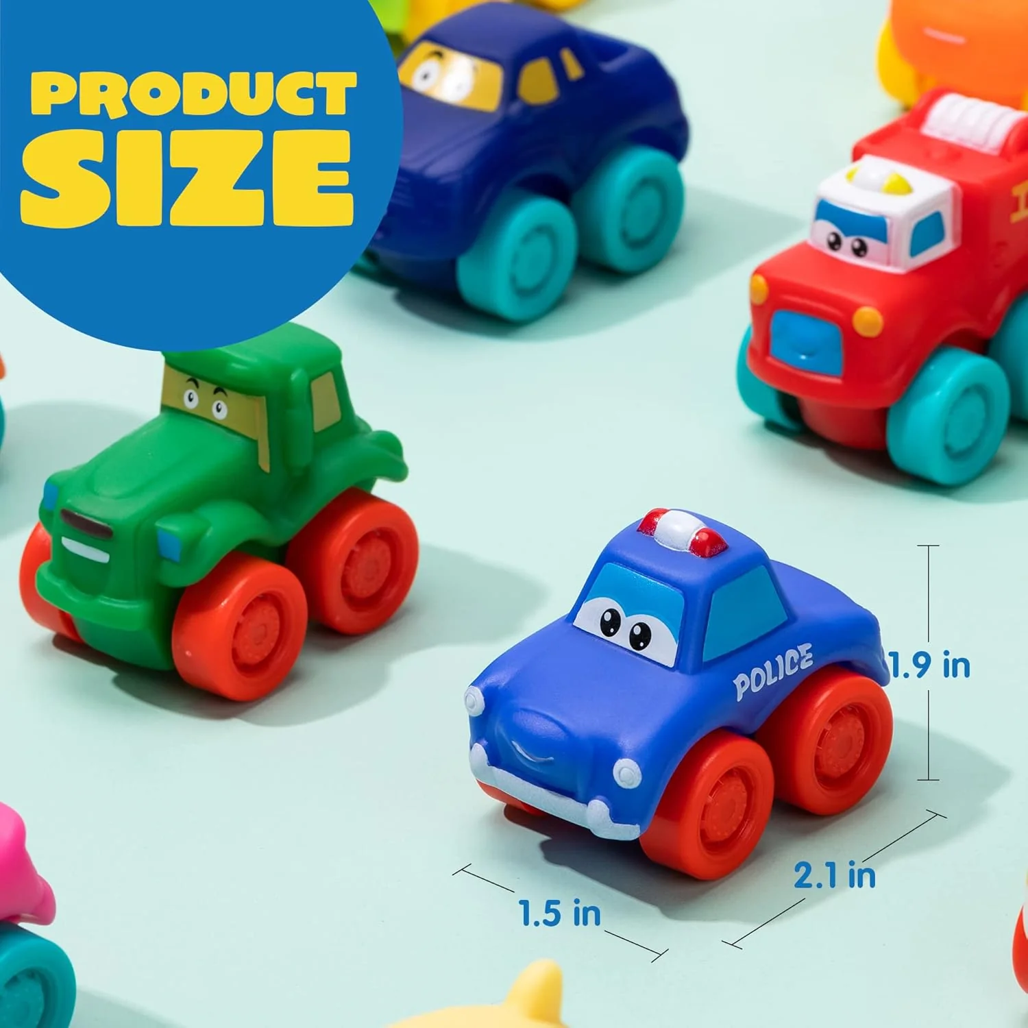 JOYIN Multicolor Cars & Race Cars Cartoon Cars Soft Rubber Toy Vehicles NEW - Image 5