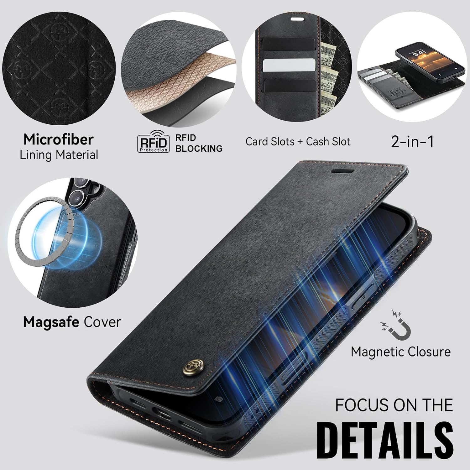 ELEPIK Removable Flip & Wallet Cases Magnetic Wallet Flip & Cases with Card NEW - Image 8