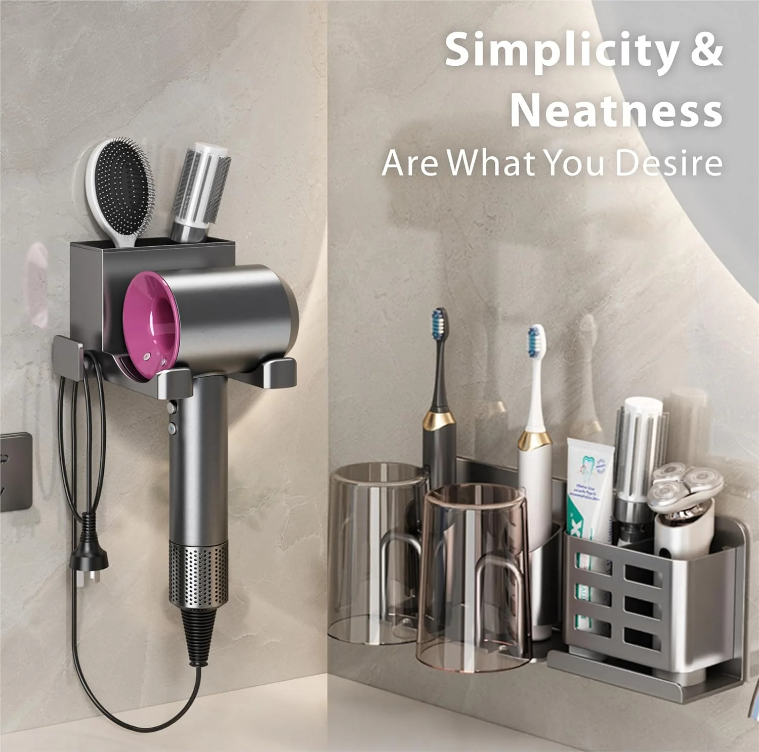 Charming Life Holders & Dispensers Hair Dryer Holder Wall Mounted Bathroom NEW - Image 9