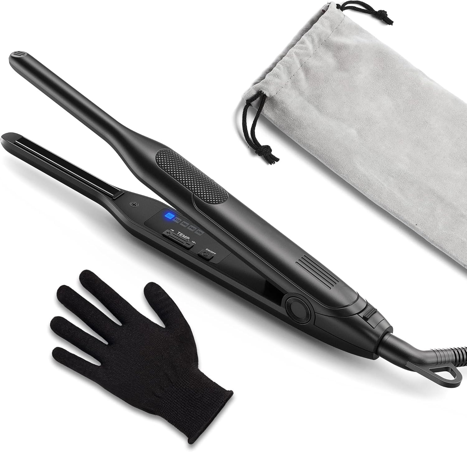 Telfun Hair Straighteners Tourmaline Flat Iron for Short Pixie Cut Black NEW