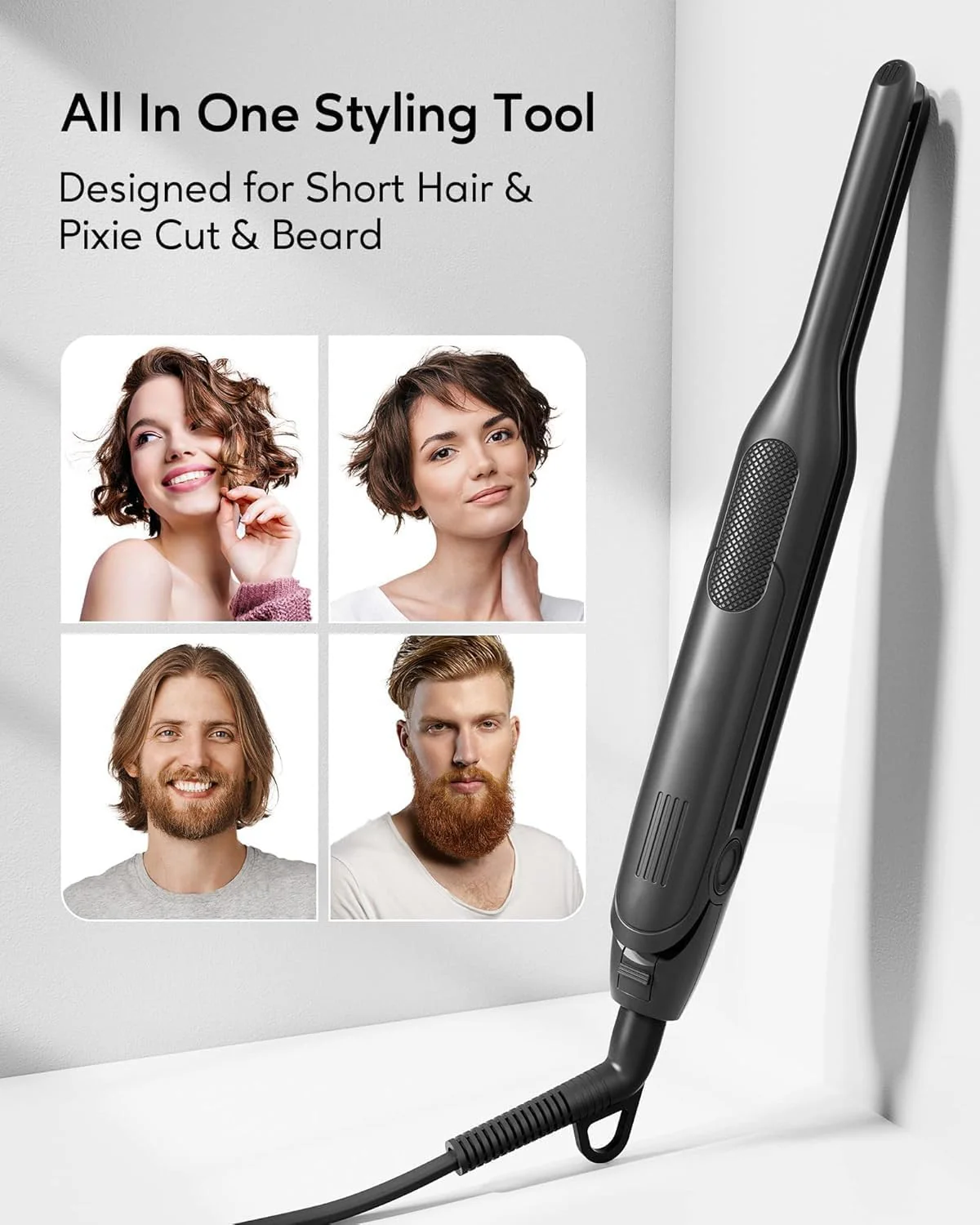 Telfun Hair Straighteners Tourmaline Flat Iron for Short Pixie Cut Black NEW - Image 2
