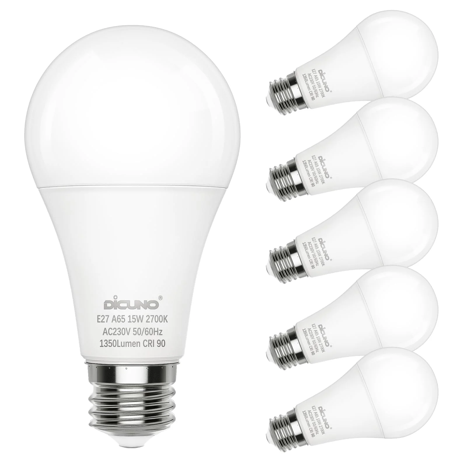 DiCUNO E27 LED Bulbs 15W Equivalent to 100W Incandescent Warm White 2700K NEW