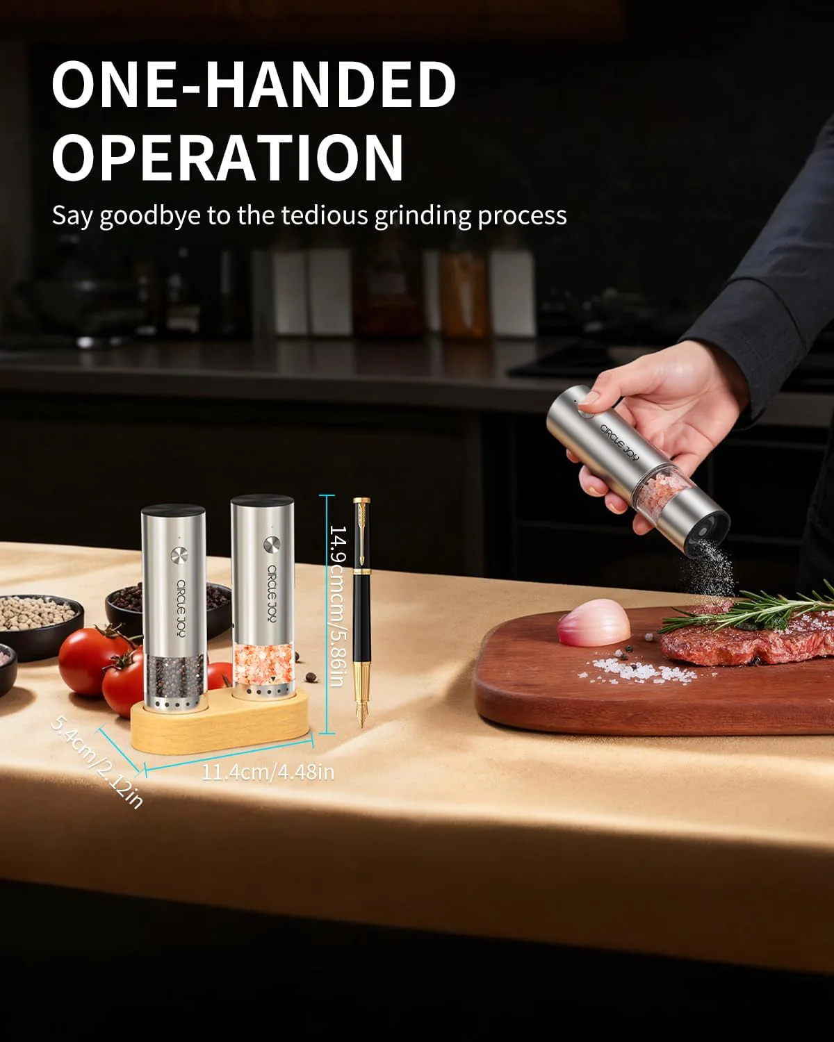 CIRCLE JOY Salt & Pepper Mill Sets Electric Salt and Pepper Grinder Set USB NEW - Image 4