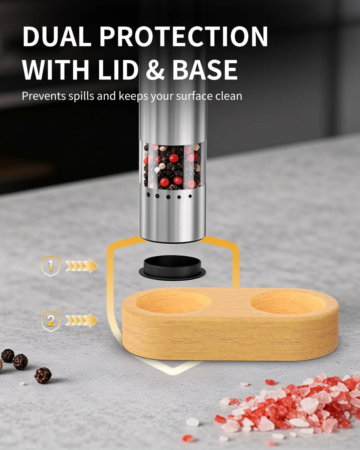 CIRCLE JOY Salt & Pepper Mill Sets Electric Salt and Pepper Grinder Set USB NEW - Image 5