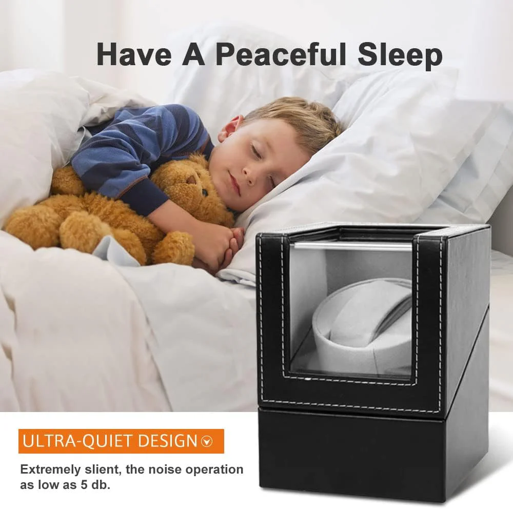 Anyasun Automatic Single Watch Winder with Quiet Motor Black Faux Leather NEW - Image 6