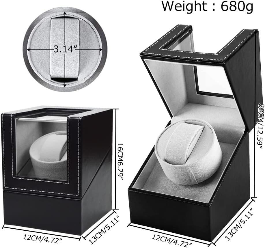Anyasun Automatic Single Watch Winder with Quiet Motor Black Faux Leather NEW - Image 8
