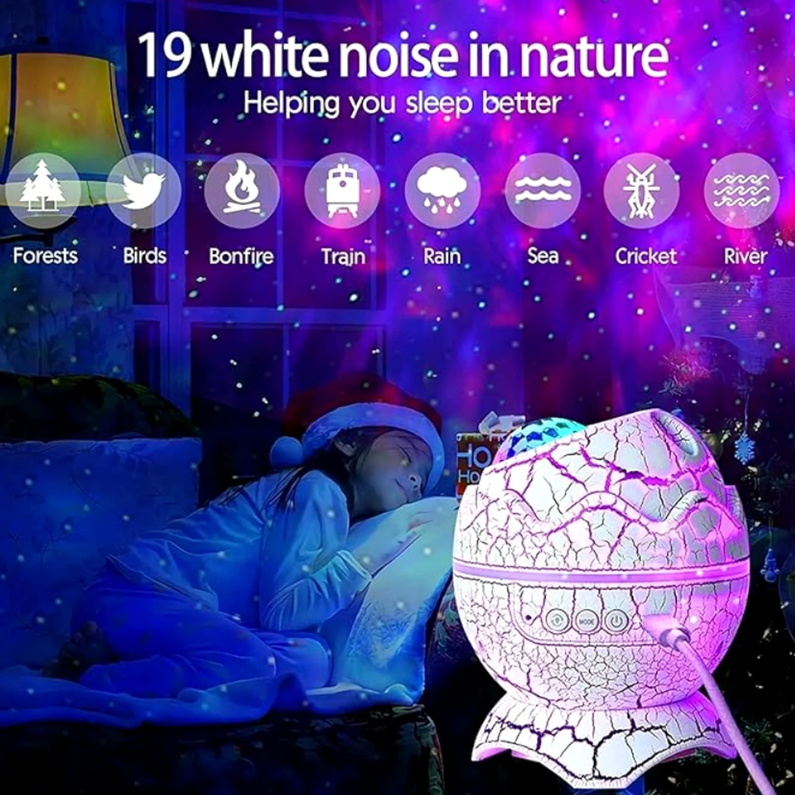 QingHong Dinosaur Night Lights Egg Galaxy Projector Starry Night Light with NEW - Image 4