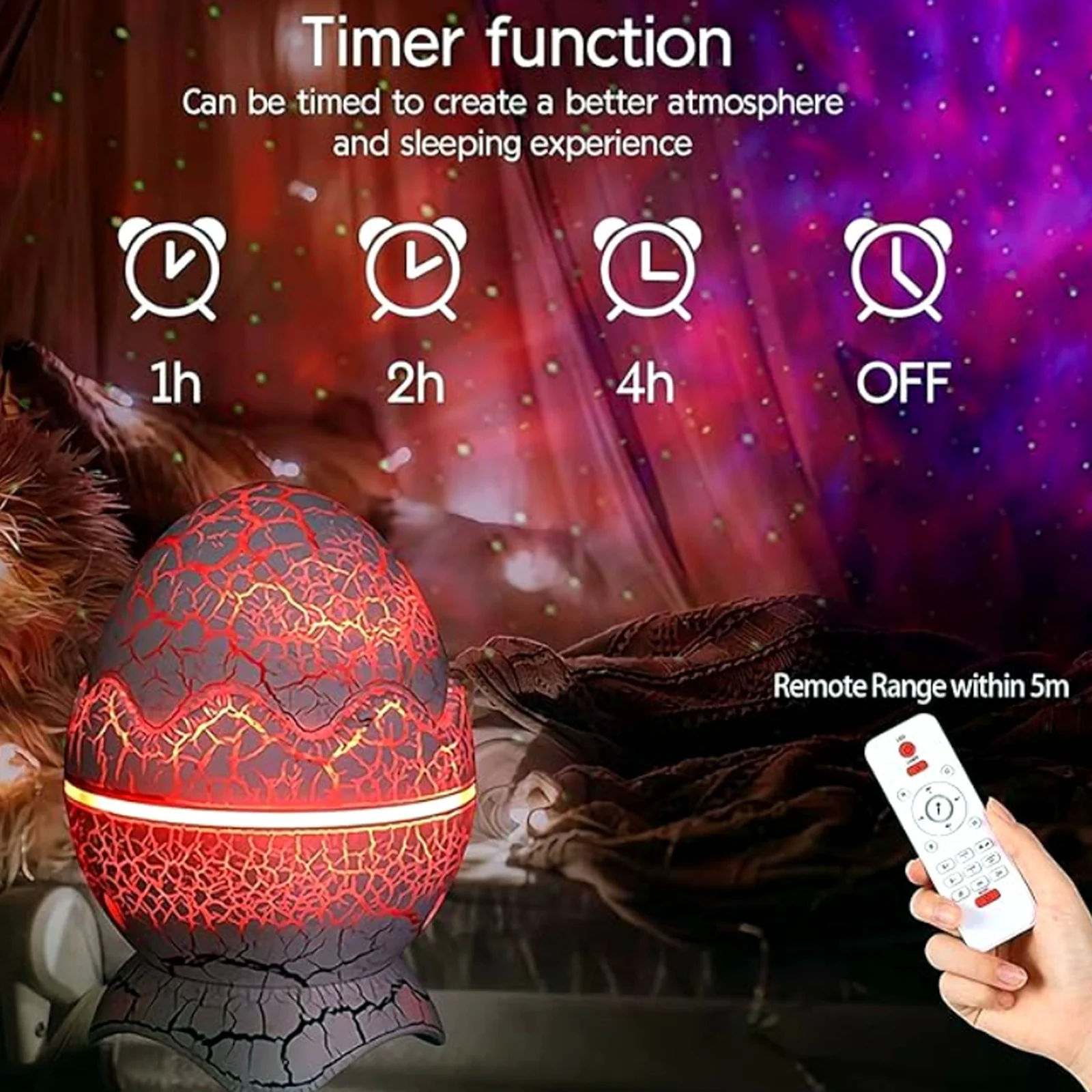 QingHong Dinosaur Night Lights Egg Galaxy Projector Starry Night Light with NEW - Image 5