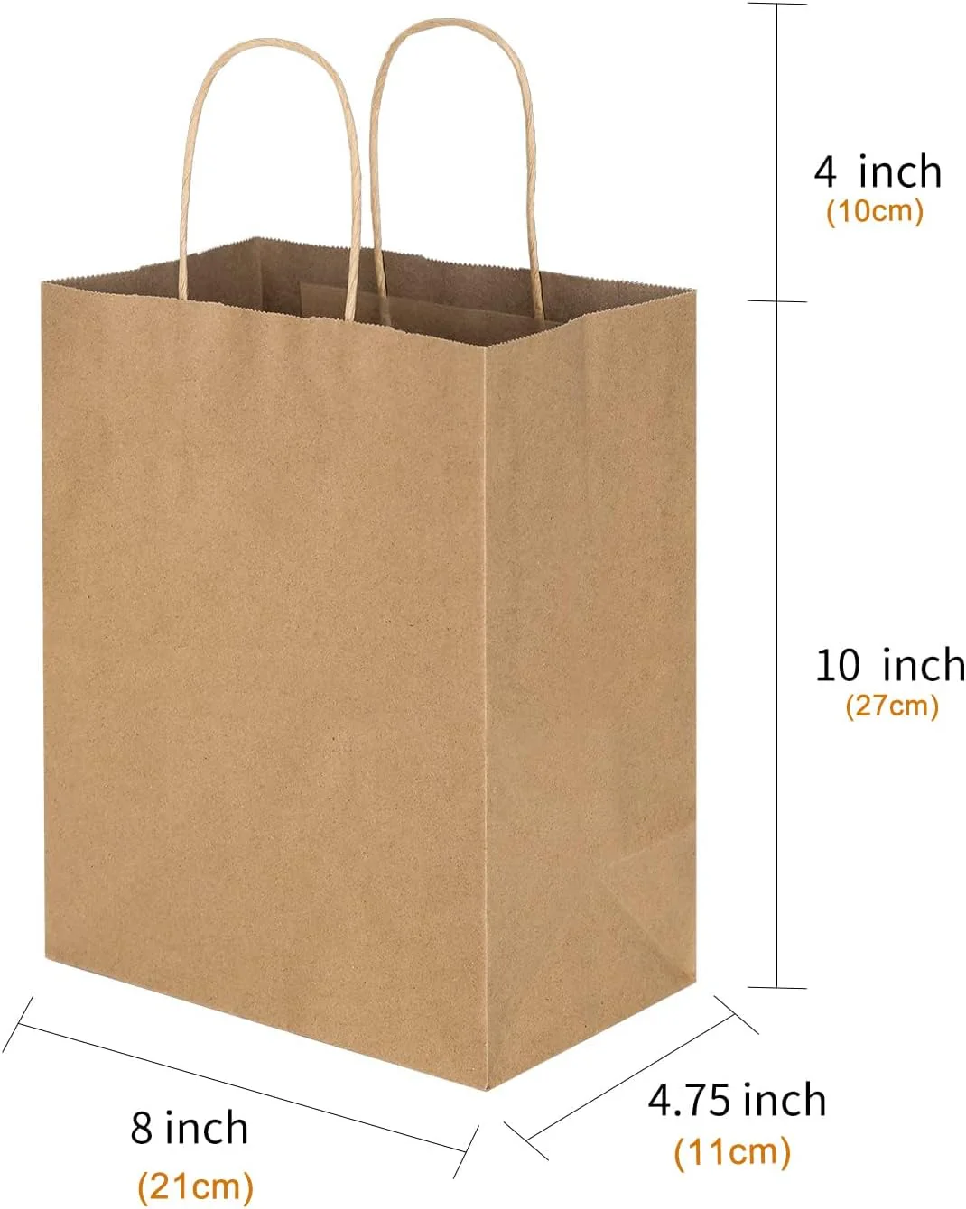 Toovip 100-Count Brown Paper Gift Bags, 21x11x27cm, Reusable Kraft Bags NEW - Image 7