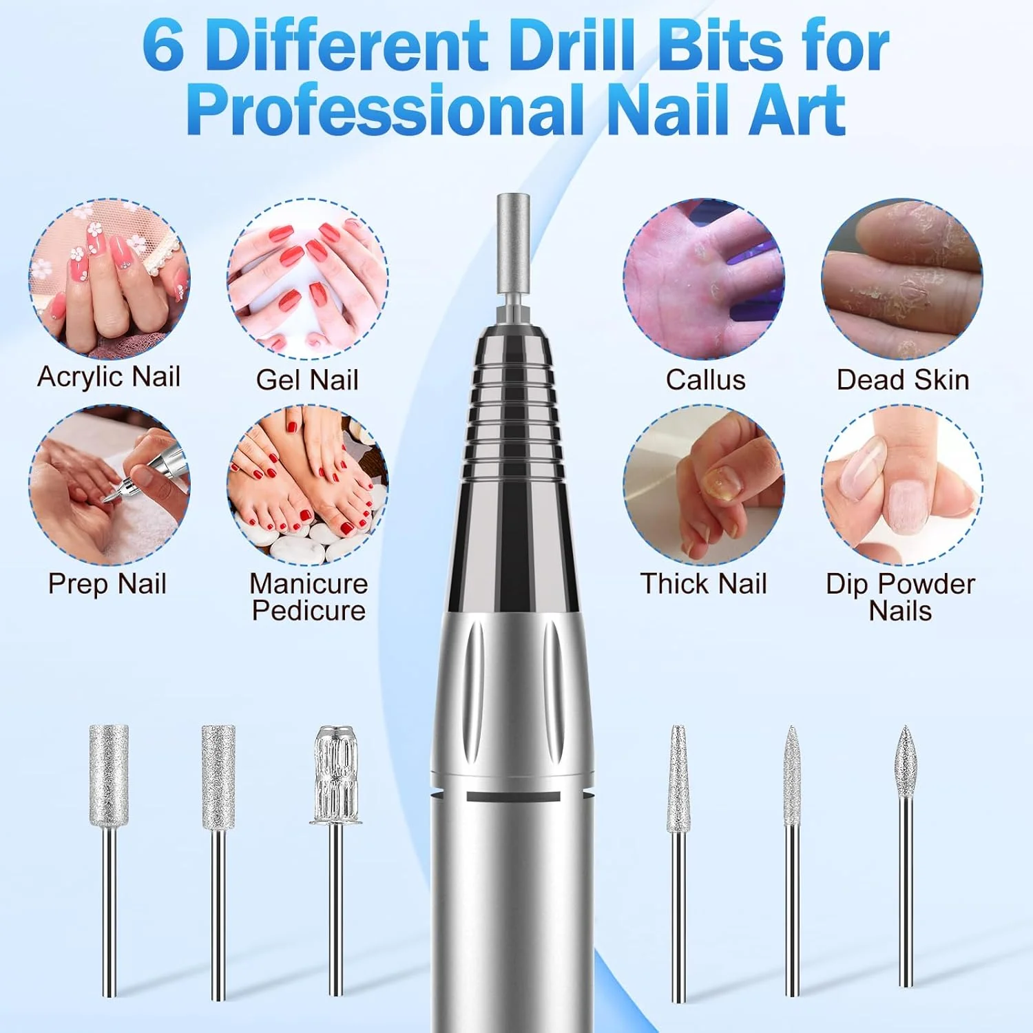 NAILGIRLS T17 35000RPM Electric Nail Drill White & Drill & Bit Pack NEW - Image 4