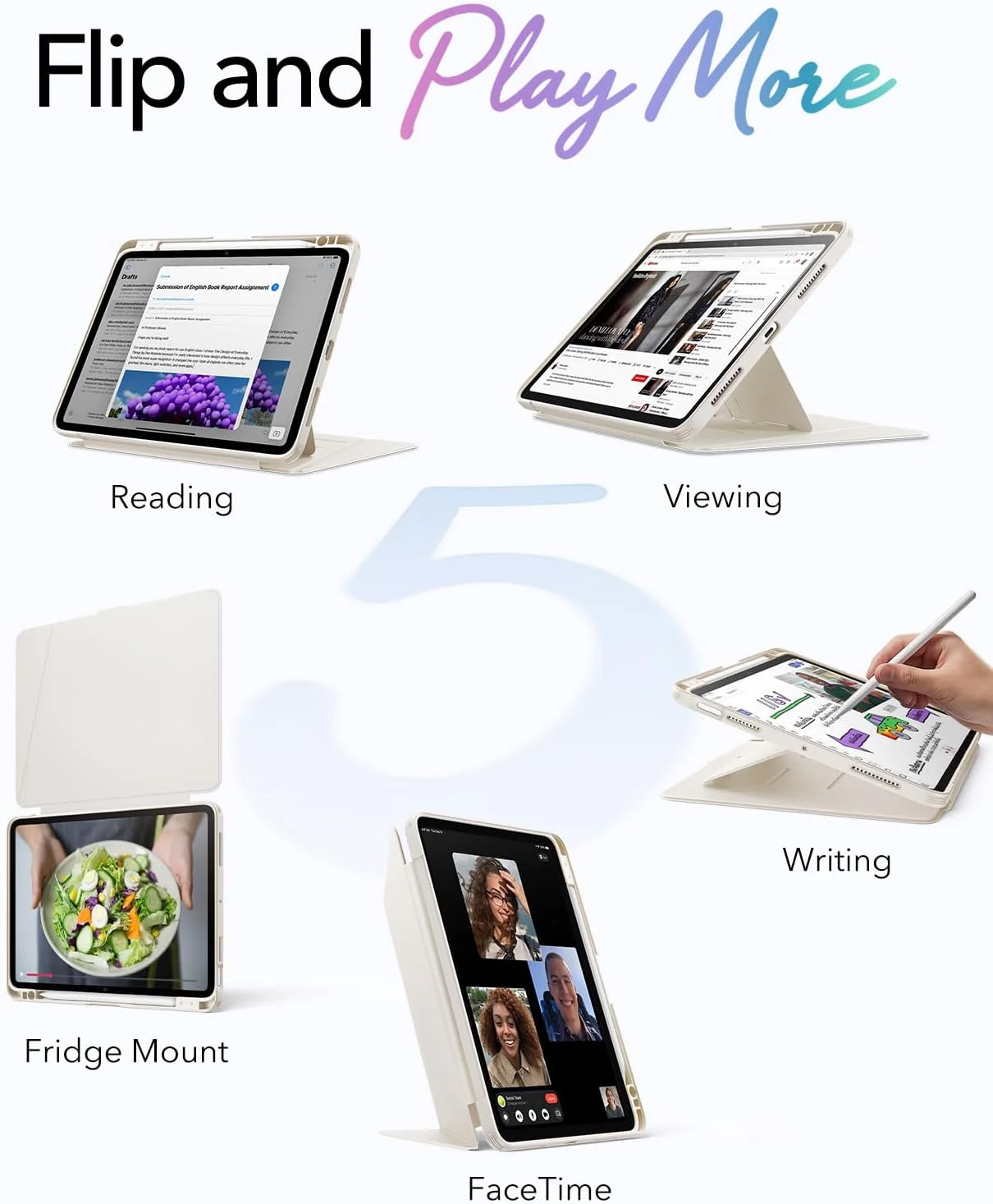 ESR Starlight iPad Air 11 Inch Protective Cases - Lightweight Slim Fit Beige NEW - Image 3