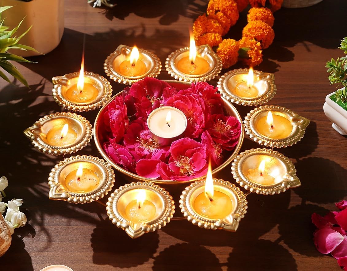 R Ayurveda Religious & Spiritual Items Copper Decorative Metal Diya NEW - Image 8
