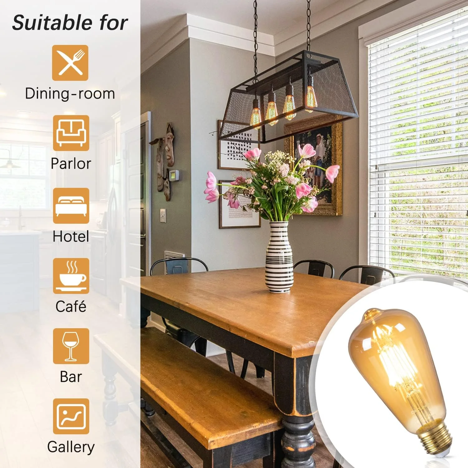 DiCUNO Vintage LED Bulbs LED Edison Bulb, 6W 60W Equivalent, Retro Antique NEW - Image 5