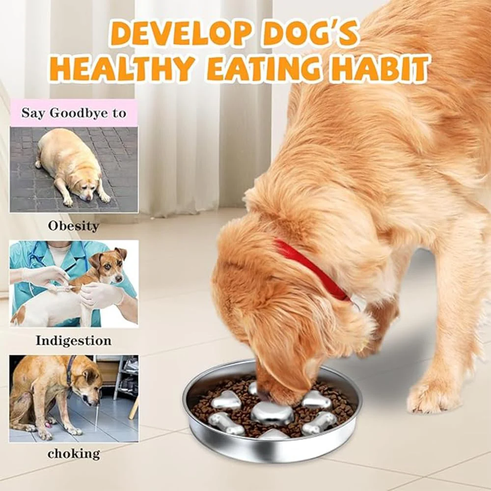 LSHPG Slow Feeder Dog and Cat Bowls Stainless Steel Non-Slip Shapes NEW - Image 6