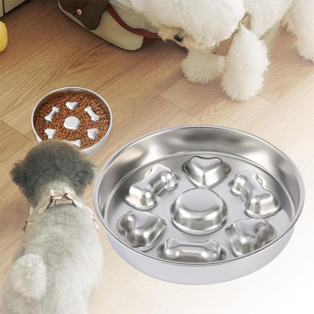 LSHPG Slow Feeder Dog and Cat Bowls Stainless Steel Non-Slip Shapes NEW - Image 7