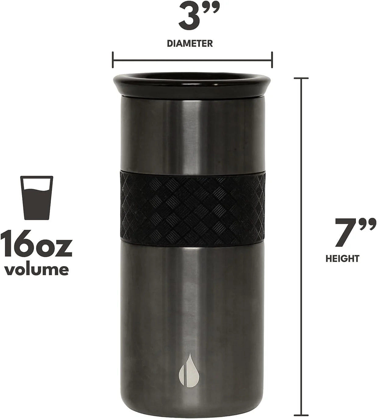 Elemental 16oz Insulated Cup Coffee Tumbler Stainless Steel Gunmetal Black NEW - Image 2