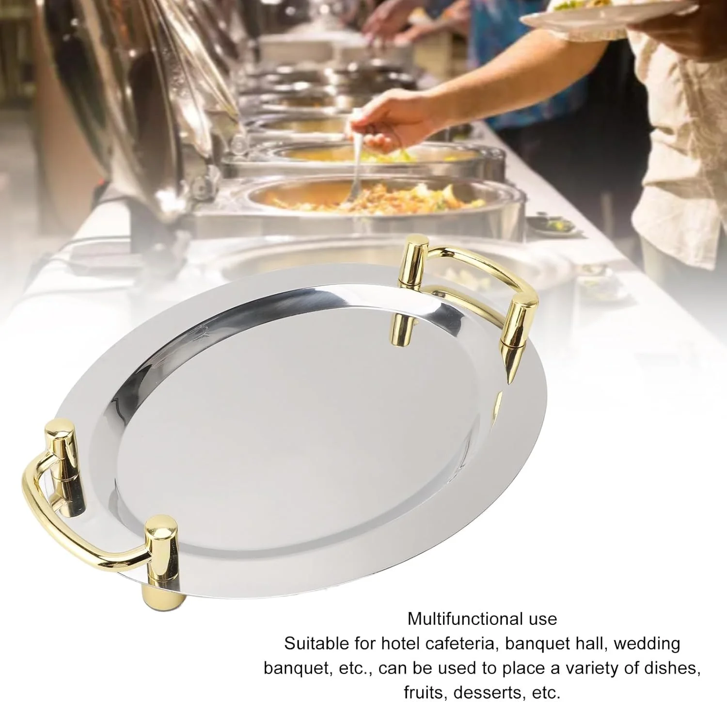 Elegant Stainless Serving Trays Steel Serving Tray Oblong Shape Silver NEW - Image 3