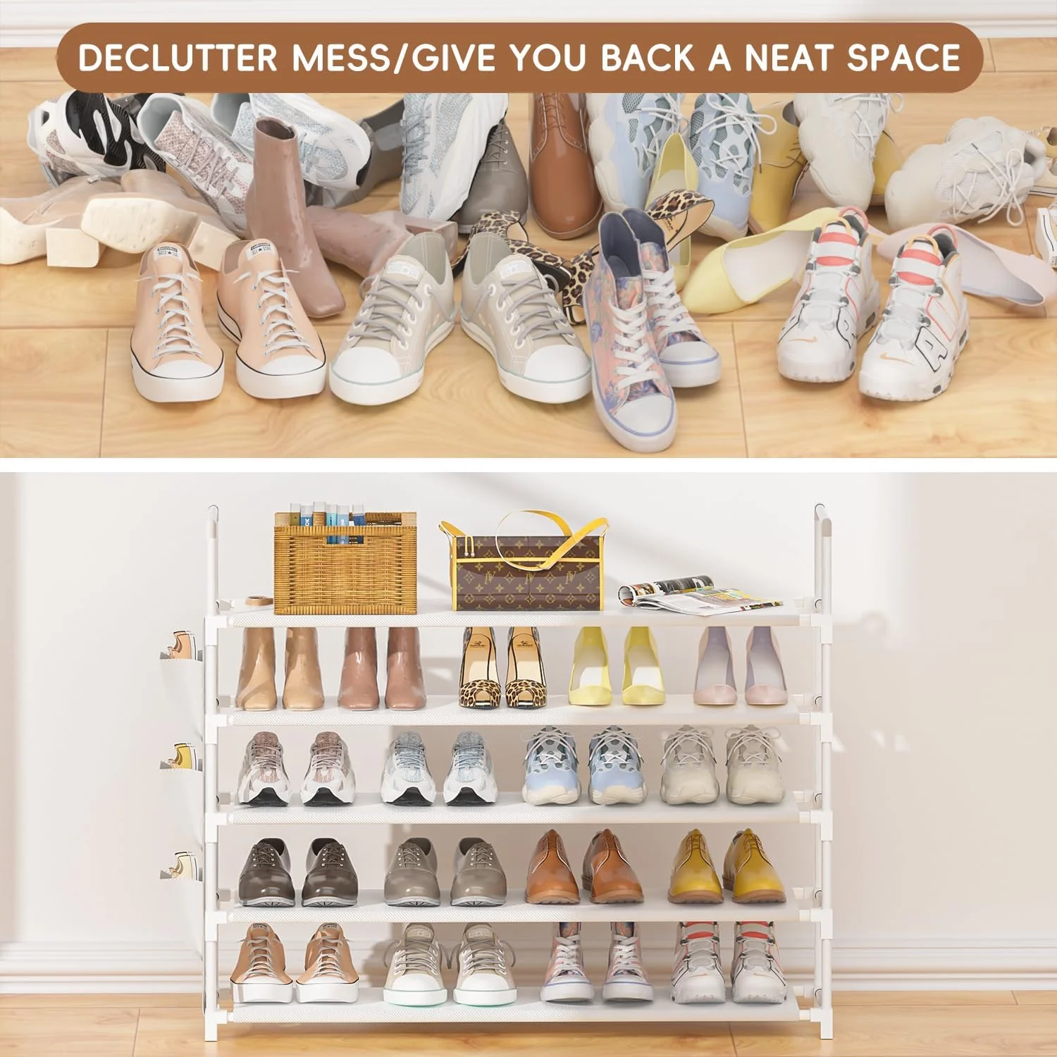 OYREL 5 Shoe Racks Tier Shoe Organizer Rack Storage for 20-25 Pairs of NEW - Image 6