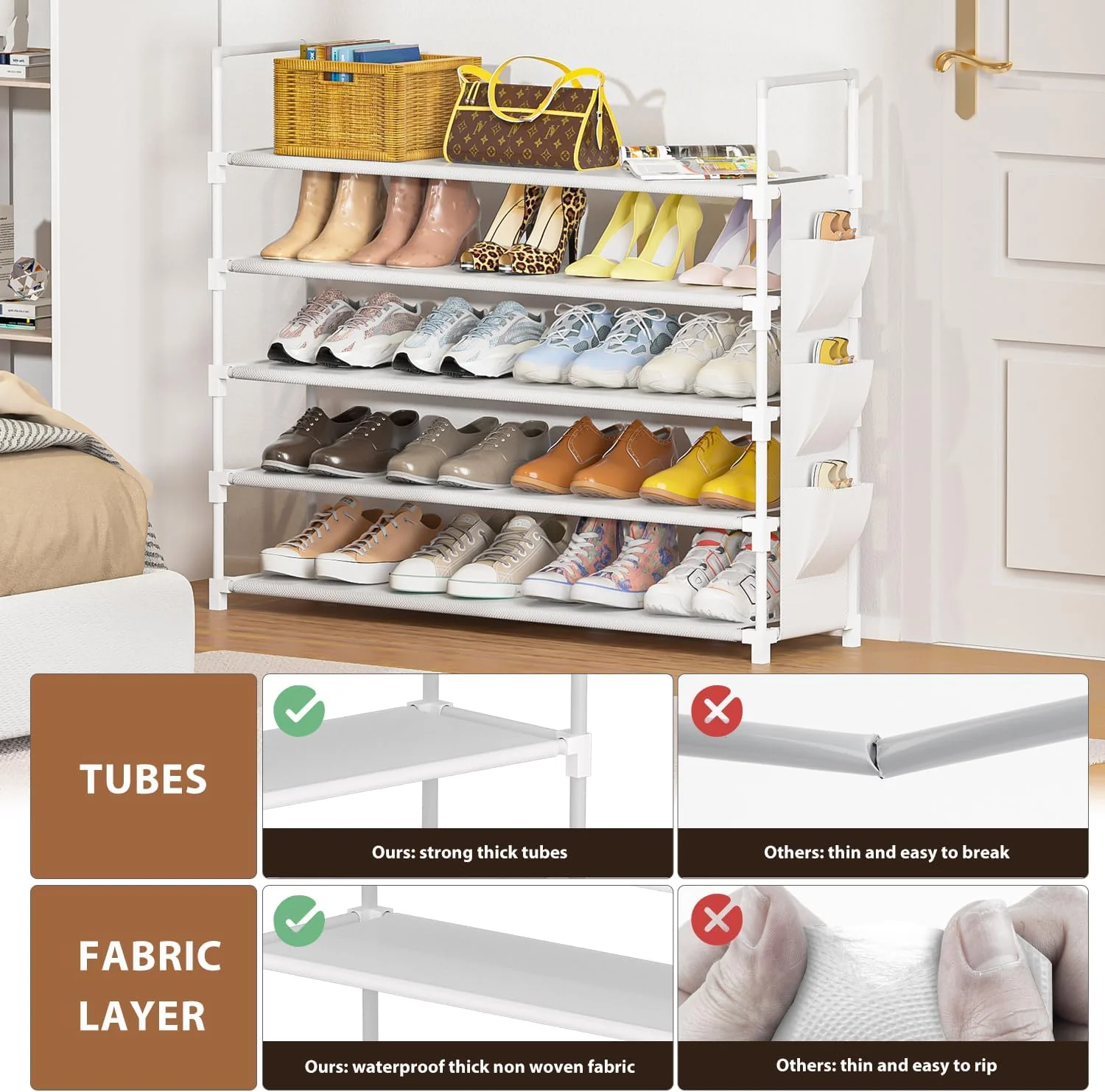 OYREL 5 Shoe Racks Tier Shoe Organizer Rack Storage for 20-25 Pairs of NEW - Image 7