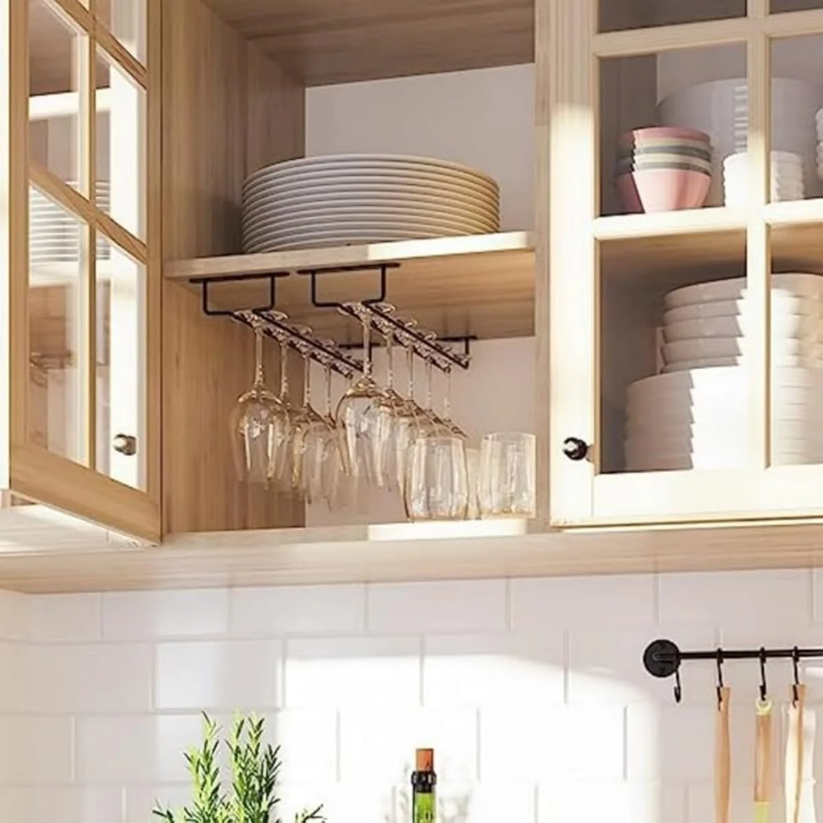 15-Inch Kitchen Storage Accessories Black Wine Glass Rack Under Cabinet NEW - Image 5