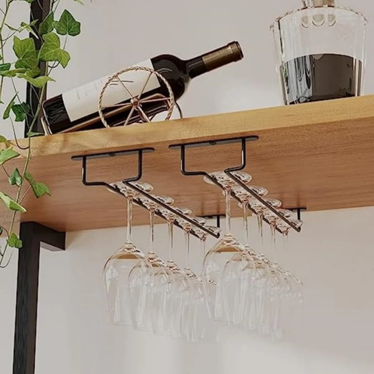 15-Inch Kitchen Storage Accessories Black Wine Glass Rack Under Cabinet NEW - Image 7