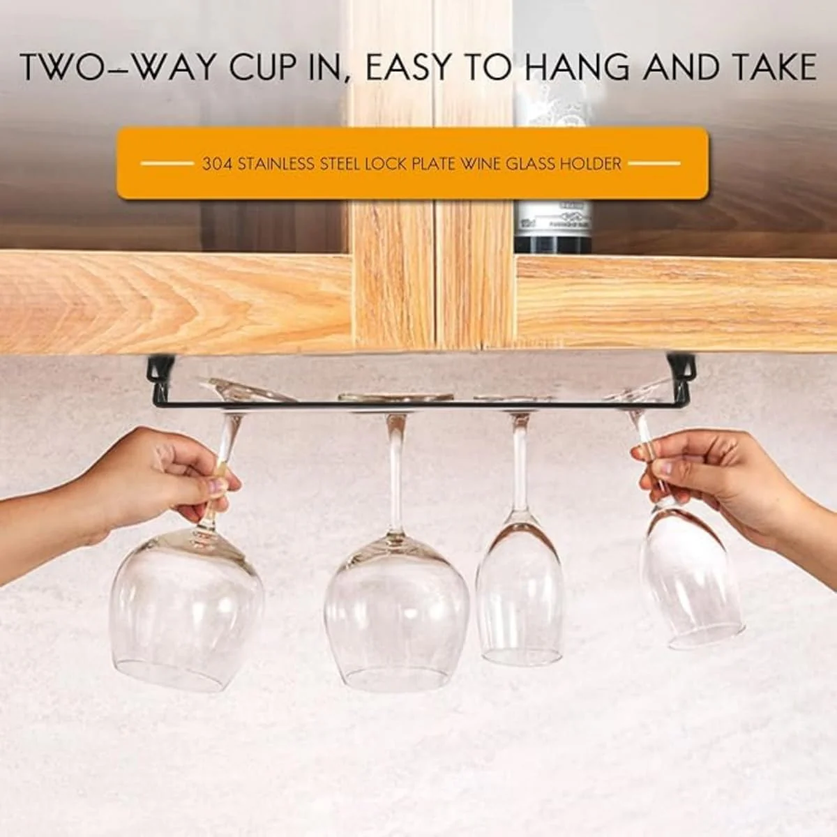 15-Inch Kitchen Storage Accessories Black Wine Glass Rack Under Cabinet NEW - Image 8