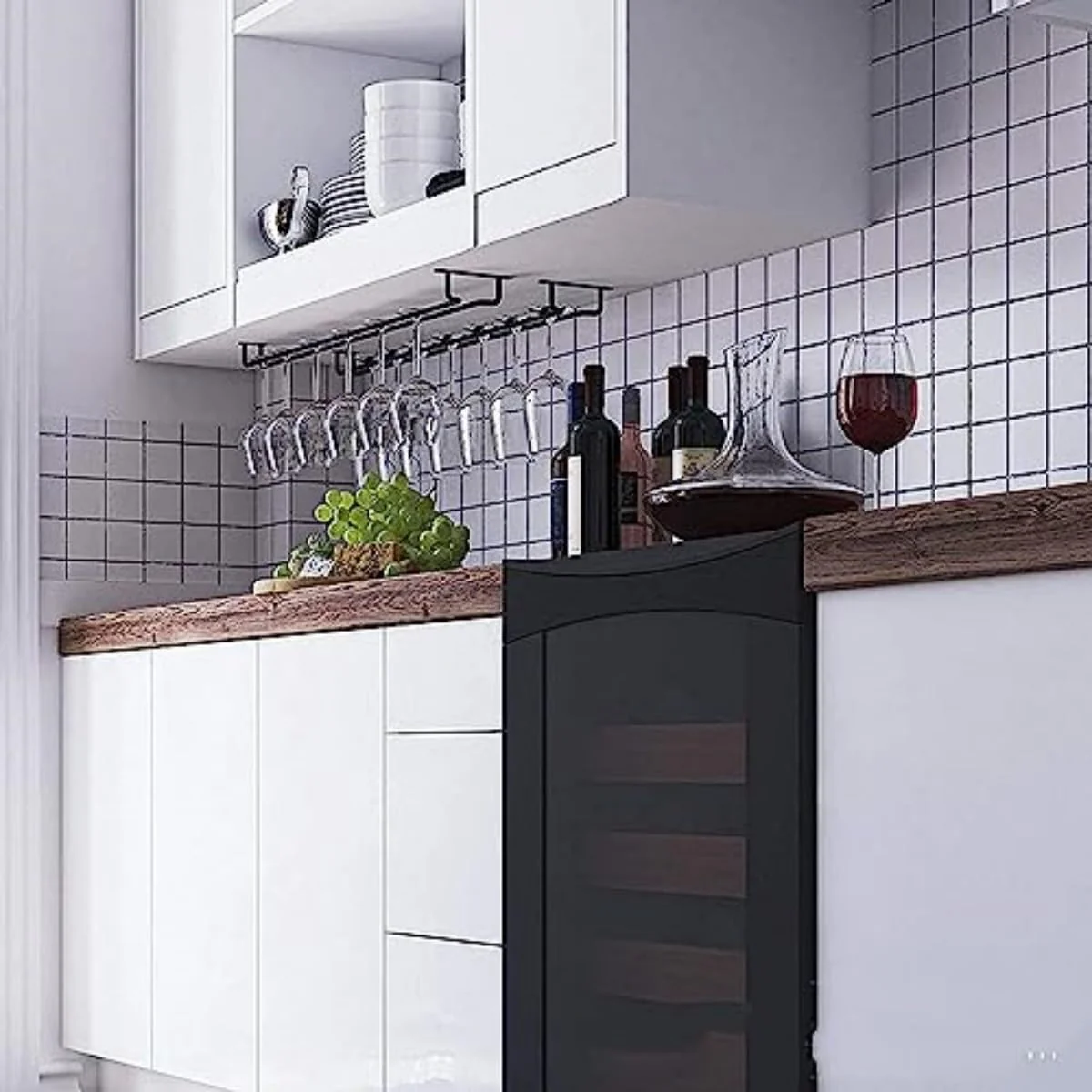 15-Inch Kitchen Storage Accessories Black Wine Glass Rack Under Cabinet NEW - Image 9